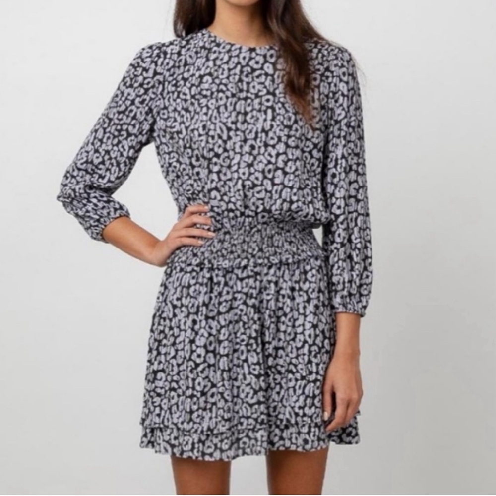 Rails Inez Black Batik Cheetah Dress Women's Size XS Printed Mini Dress NWT
